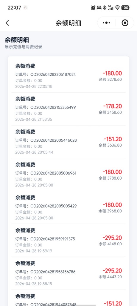 余额明细记录